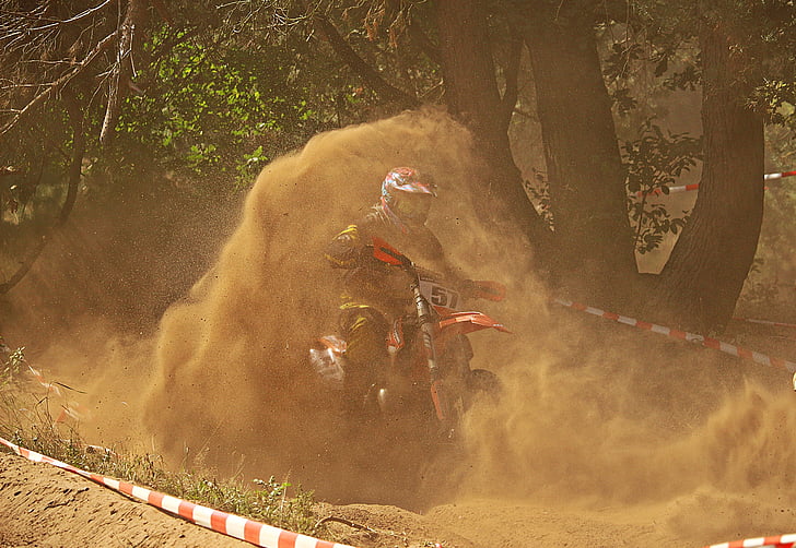 motocross, enduro, sand, dust, motorsport, motorcycle, cross