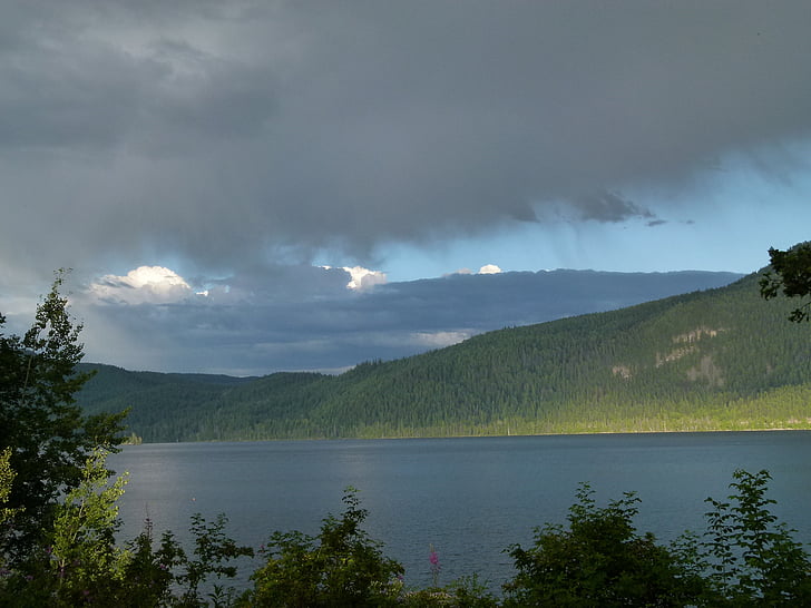 tempestad de truenos, Canim lake, columbia británica, Canadá, paisaje, paisaje, tiempo en