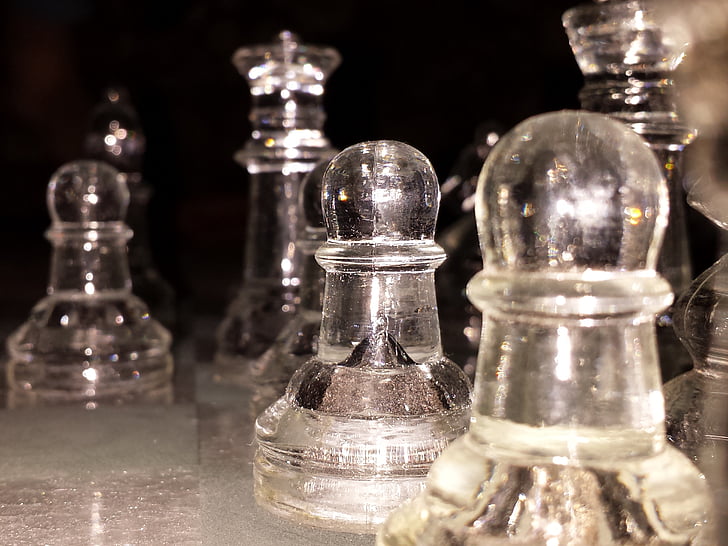 chess, glass, game, play, strategic, chessboard