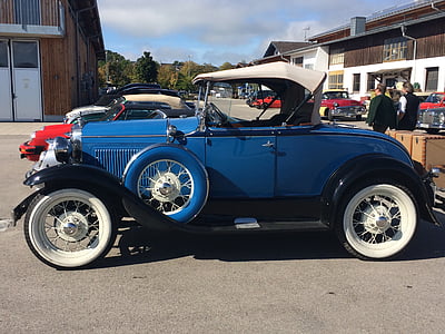 Oldtimer, Chiemsee, azul, carro, cromado, com estilo retrô, à moda antiga