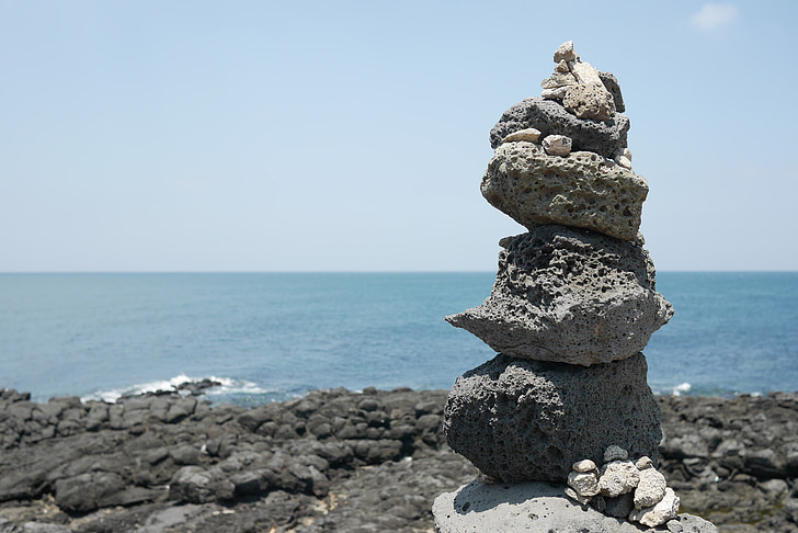 Wyspa Jeju, krajobraz, morze, Jeju, Jeju morze, kamień, fale