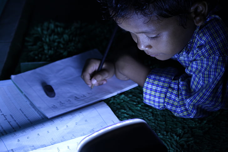 child, human, night life, study, studying, learning, one person
