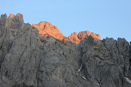 alpenglühen, mountains, wilderkaiser, alpine, kaiser mountains