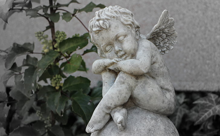 Angel, figur, skulptur, sovende, drømmer, resten, statue