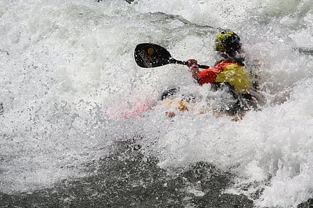 eau blanche, kayak, rivière, sport, extrême, aventure, Paddle