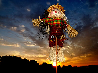 scarecrow, east, cloud, sky, straw, red, spirituality