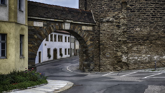 bymur, tårnet, gatene, historisk, arkitektur, Freiberg, Arch