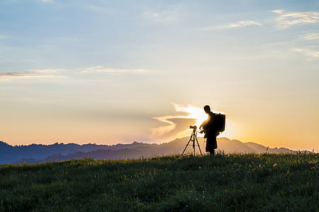 Fotografie, fotograf, zadní světlo, slunce, soumrak, Fotografie, fotoaparát