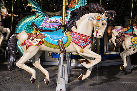 Merry-Go-Round, messer, hest, fornøyelsespark, Parker, karusellen, ri