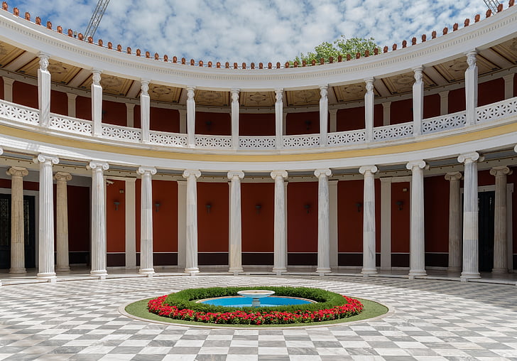 Atrium, binnenplaats, Zappeion, nationale tuin van Athene, Griekenland, Europa, het platform