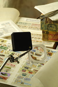 tem bưu chính, philatelist, sưu tập, album, kính lúp, sắp xếp, thu thập