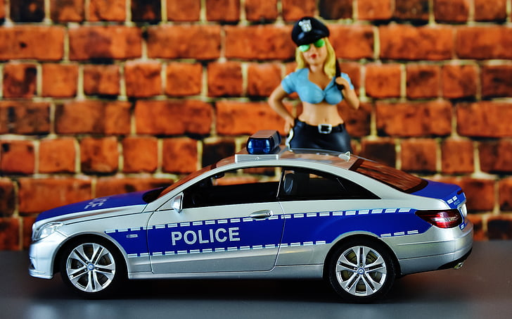 naispolitseiniku, politsei, patrull auto, ordnungshüter, Naljakas, ühtse, Joonis