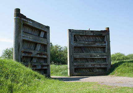 sluice, gate, old, wood, construction, water, engineering