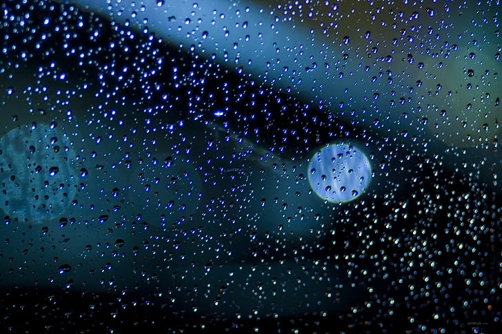 dark, wet, water, rain, drops, pattern, light