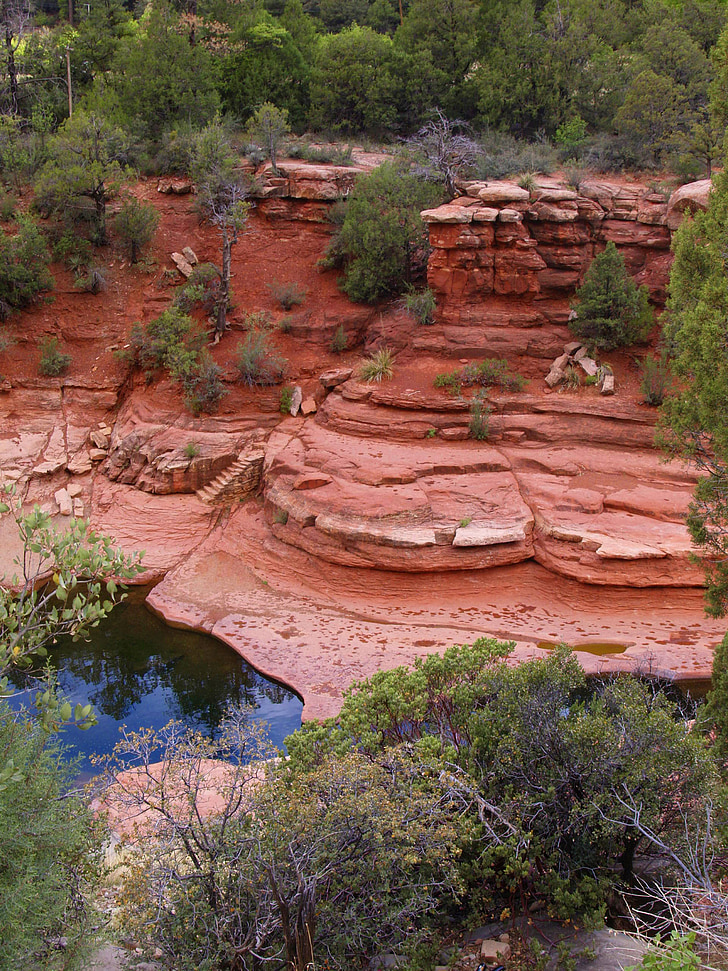 Sedona, Arizona, rdeča, kamnine, reka, vode, krajine
