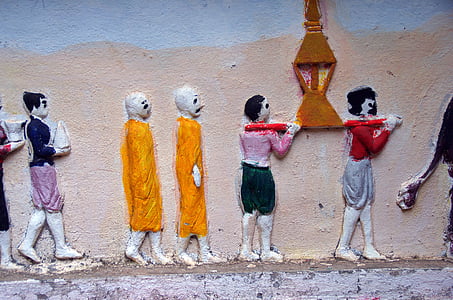 Laos, Vientiane, mozaic, pictura murala, caractere, povestiri, Templul