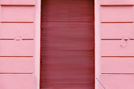 vaaleanpunainen, puinen, ovi, Wall, sivuraide, suljettu, suljin