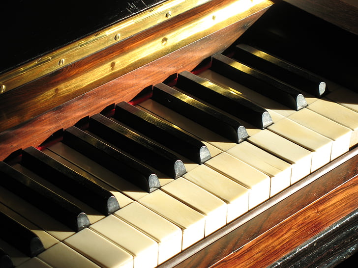 пиано, ключ, слонова кост, клавиатура, музика, клавирен инструмент, стар инструмент