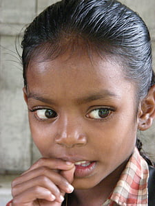 Момиче, внимателен, Индия, затвори, дете, хора, африканска етническа