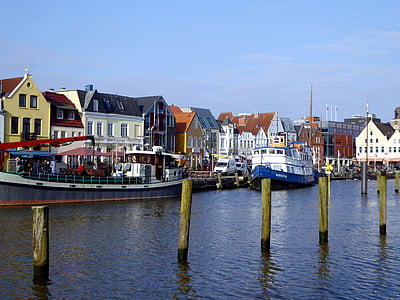 Husum, pristanišča, nordfriesland, mesto, ladje, pomorske