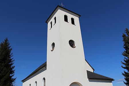 Église, bâtiment, steeple, religion, catholique
