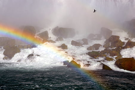 niagara, rainbow, water, canada, falls, nature, ontario