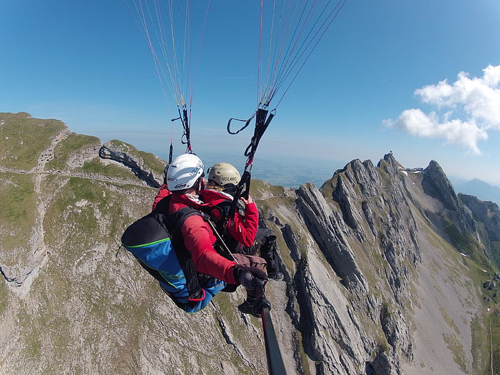 paragliding, tandem vlucht, volaris paragliding, Zwitserland, Pilatus, Lake lucerne regio, Birkenweg