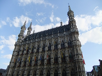 mestna hiša, Leuven, Gotska, zgodovinsko staro mestno jedro, zgodovinsko, arhitektura, centru