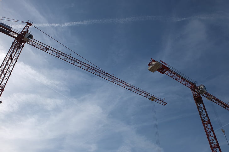 situs, baukran, situs konstruksi, Mesin konstruksi, Crane, Crane - mesin konstruksi, awan - langit