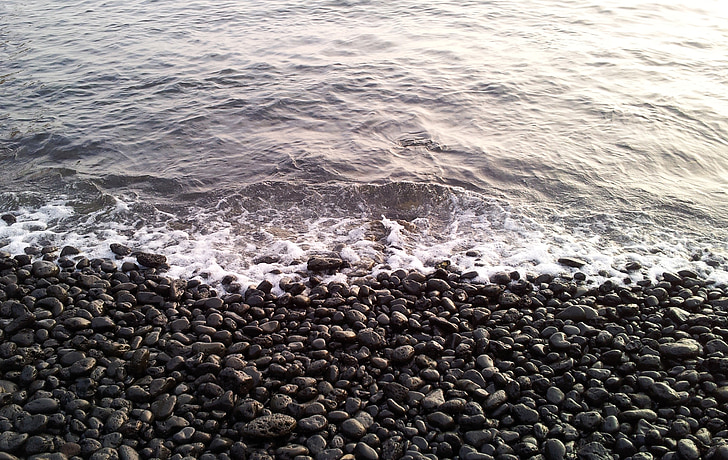 svart, stranden, Pebble, Pebble beach, kam svart, svart kiesstrand, Hawaii