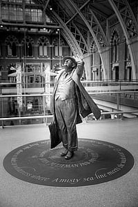 London, čovjek, stas, bronca, kip, spomenik, skulptura