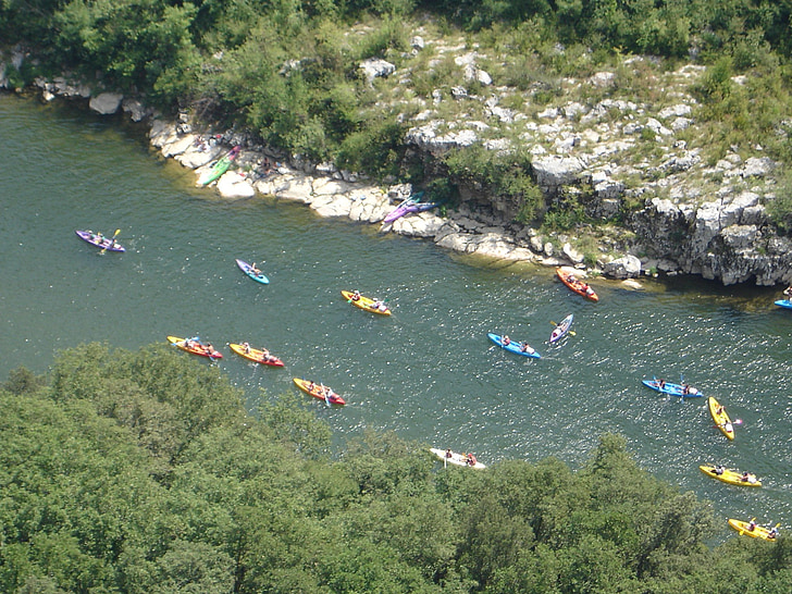 canoéiste, canoë-kayak, Paddle, pagayeur, botte, eau, rivière
