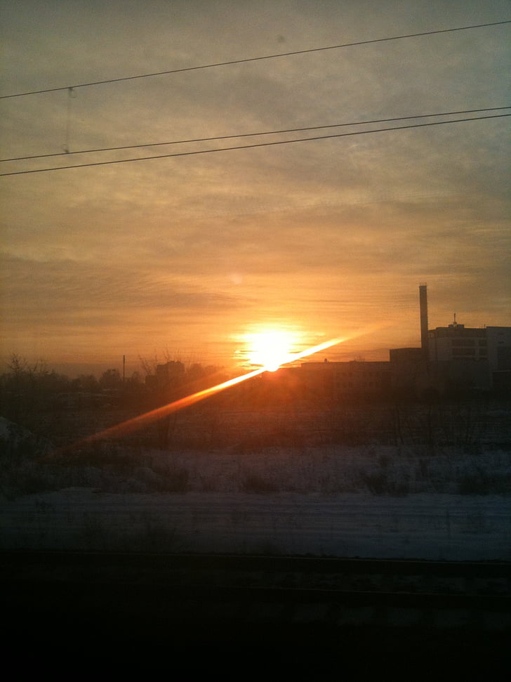 изгрев, слънце, зимни, Берлин, облаците, Красив, времето