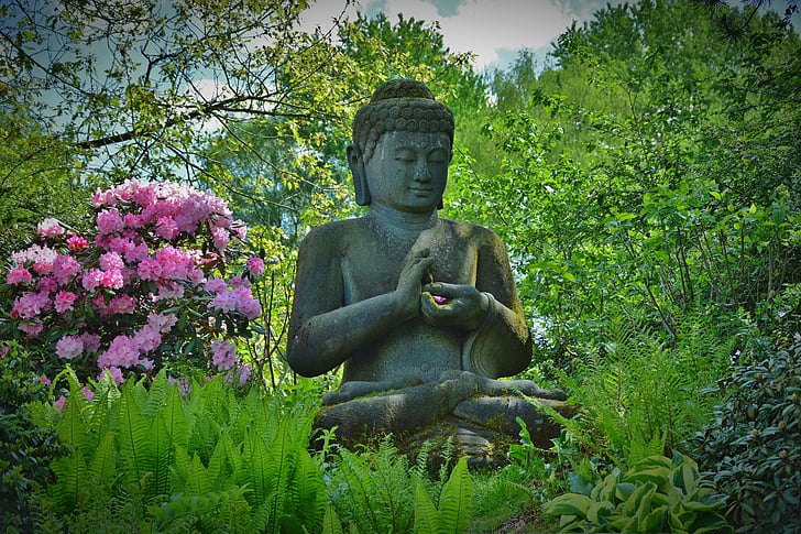 statuen, Budda, be, stein figur, skulptur, Asia, buddhisme