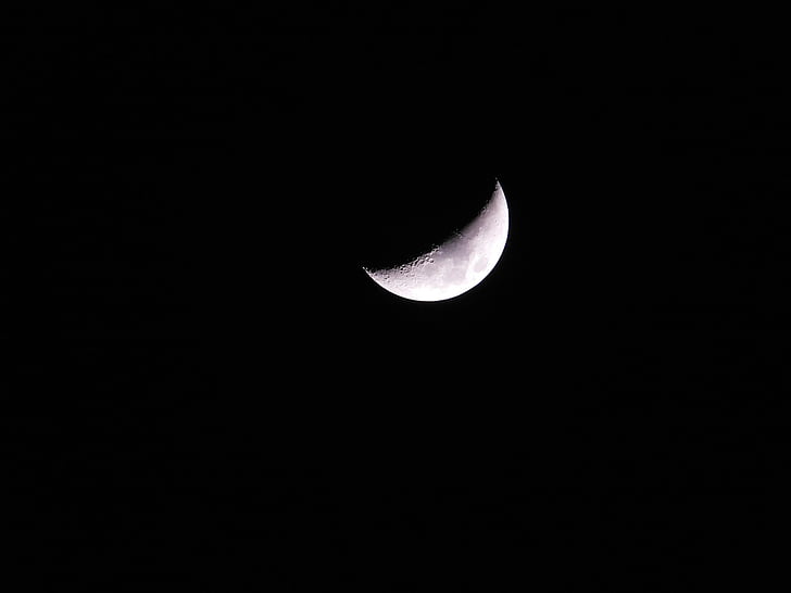 cratera, Crescent, escuro, Luna, lunar, lua, à noite
