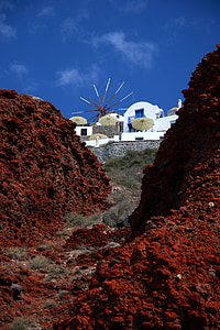 Santorini, isla griega, Cícladas, caldera, casas blancas, Grecia, volcánica