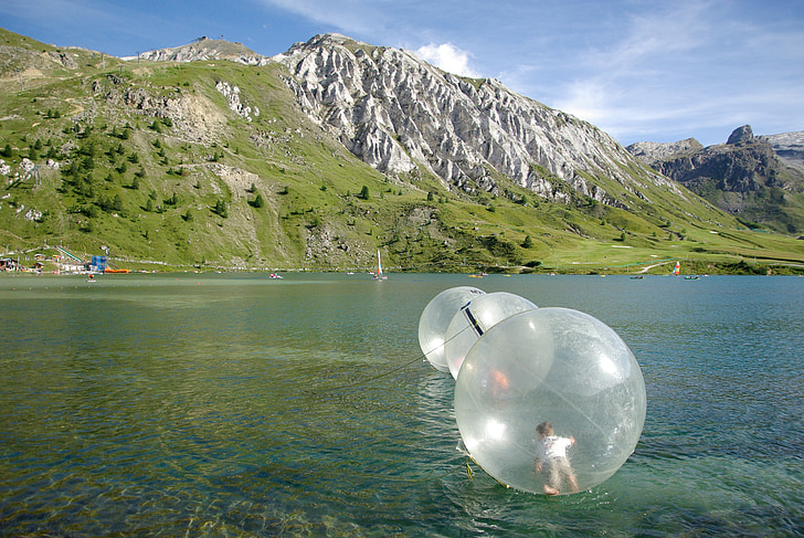 bubliny, jazero, Detské hry, Alpy, Mountain, hrať