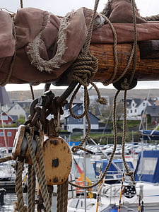 de la nave, Puerto, mástil, Torshavn, barco, vela, velas