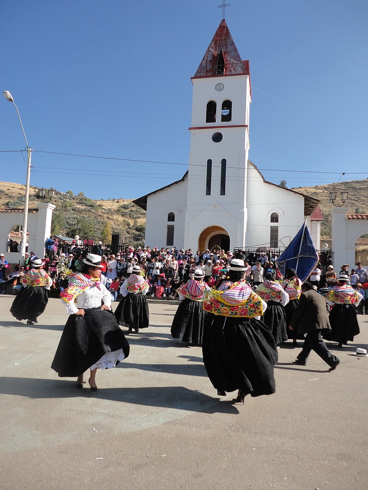 dans, traditie, aangepaste, Peruaanse, Sierra, Straat, Peru
