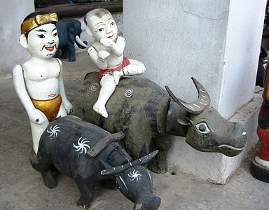 Puppen, Holz, Handwerk, Büffel, Vietnam, Asien, Kulturen