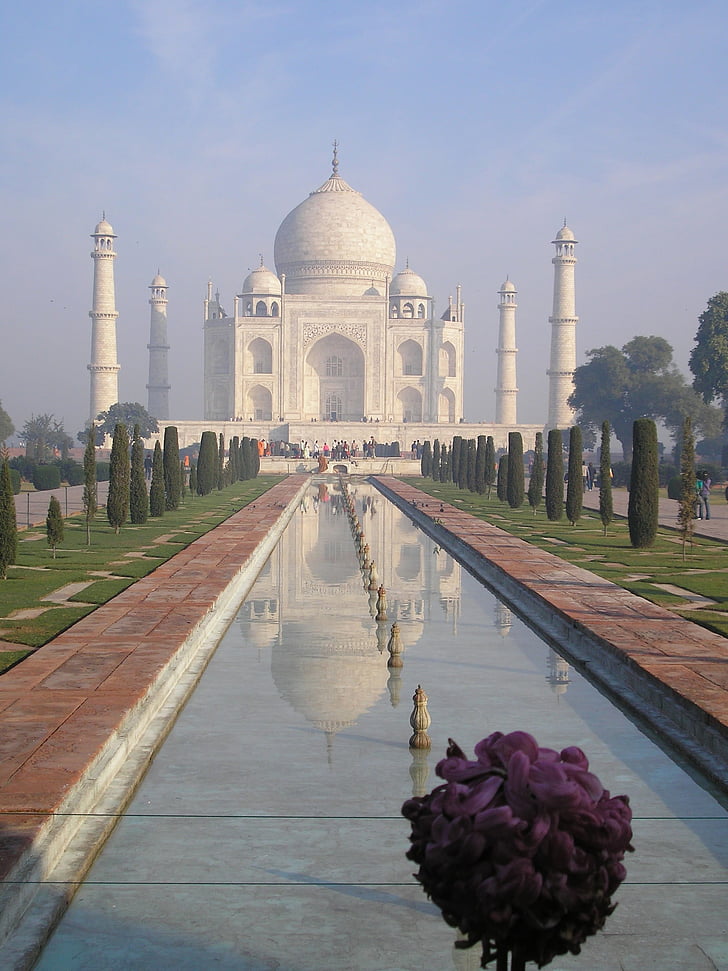 Taj mahal, Indien, Agra, Grab, Denkmal, Becken, Marmor