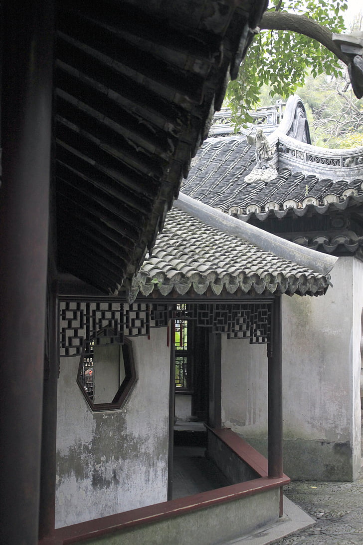 Xina, xinès, jardí, Àsia, tradicional, edifici, paisatge