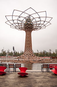 tentoonstelling, boom, het platform, Milaan, Park, stoelen, hout