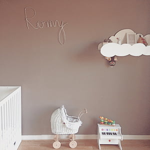 room, child, bed, piano, landeau, stroller, interior decorating