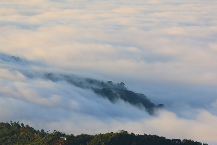 фамилно име, облаците, небе, по мъгливия път, рано сутринта, природата, планински