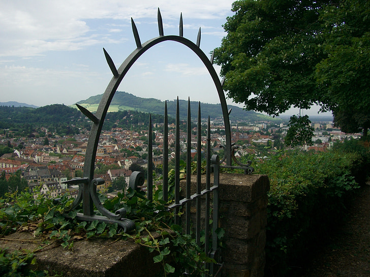 Freiburg, Schlossberg, pogled, steno, Iron gate, opozoril, železa