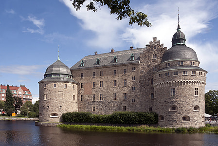 castle, moat, water, architecture, building, history, old