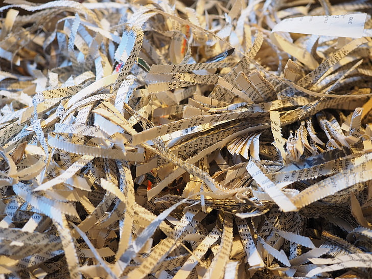 Shredder, drvený, papier, vločky, papierové pásky, drvené, drvenie