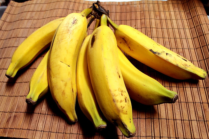 banānu, augļi, tropu augļu, pārtika, dzeltena, vecāki, Nogatavojies banānu