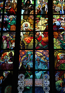 Glasmalerei, Kirche, Glasmalerei-Fenster, religiöse, Glas, Fenster, befleckt